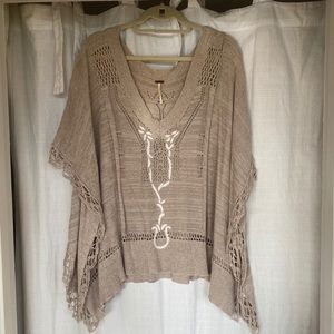 Free People embroidered poncho